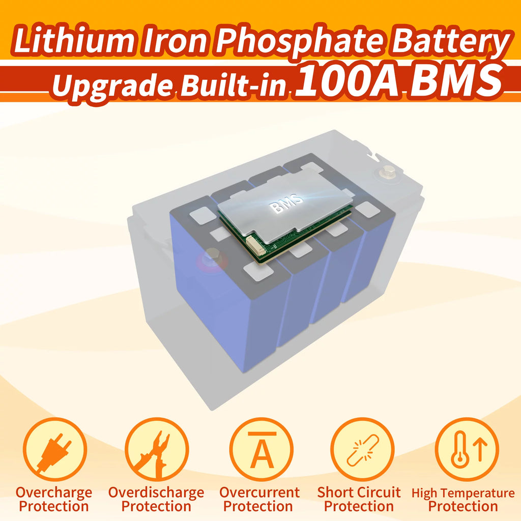 24V 60Ah LiFePO4 Battery with 100A BMS W808413
