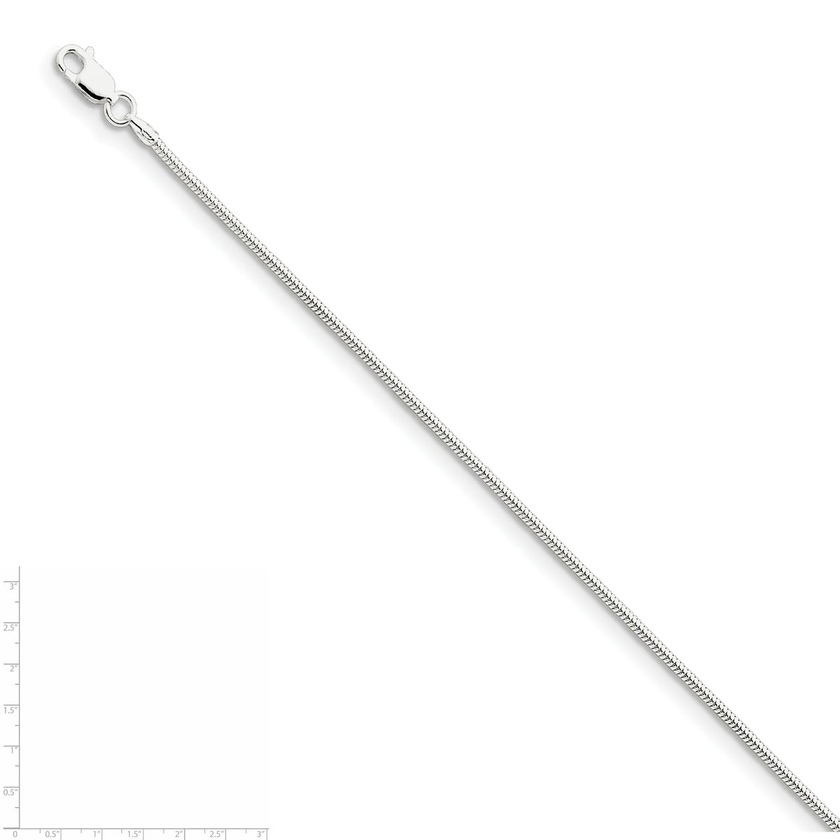 Sterling Silver 1.6mm Round Snake Chain D7781