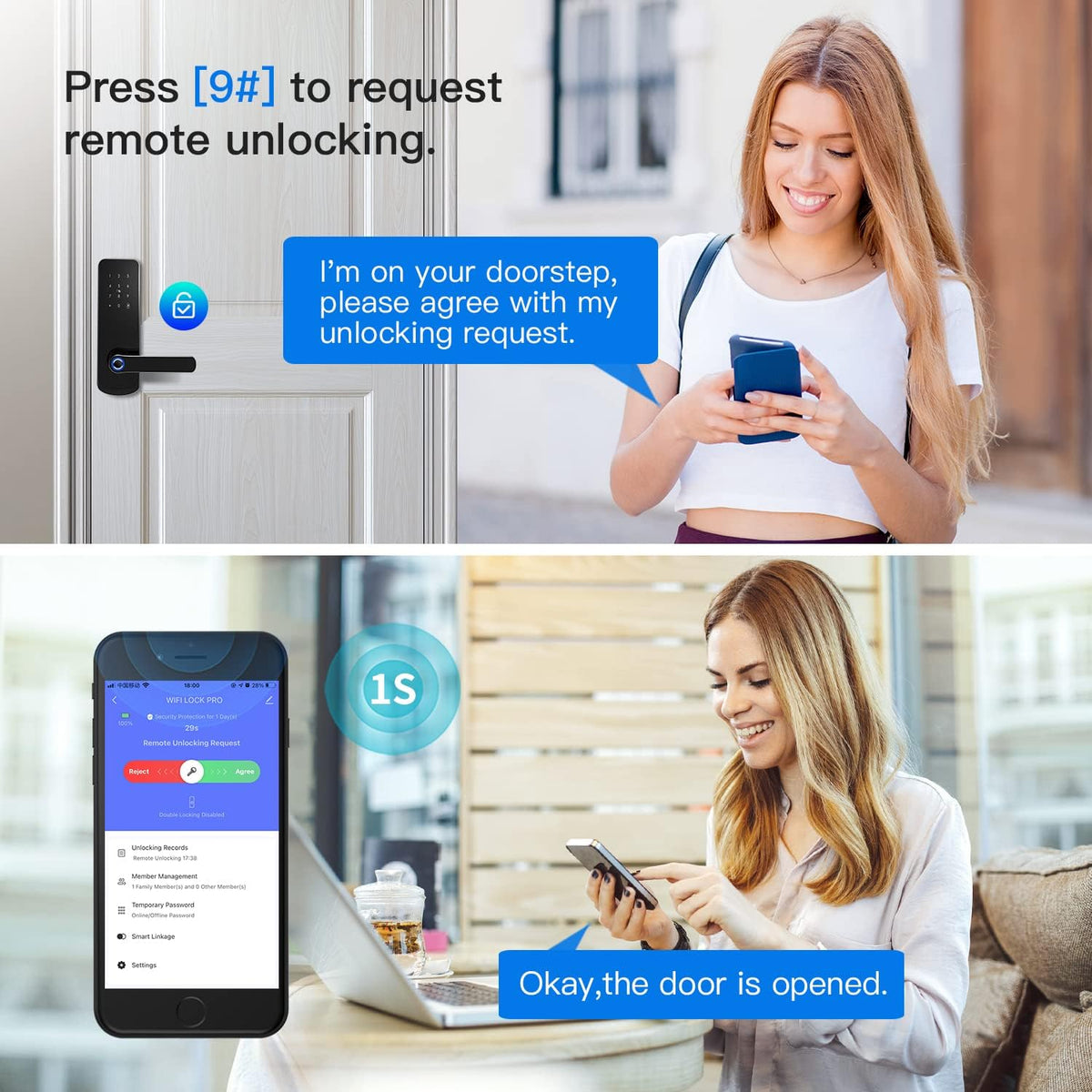 Smart Fingerprint Door Lock with Wi-Fi Touchscreen Keypad Deadbolt C53506