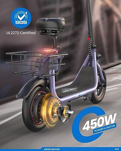 Electric Scooter with Seat, 450W Motor, Foldable X190