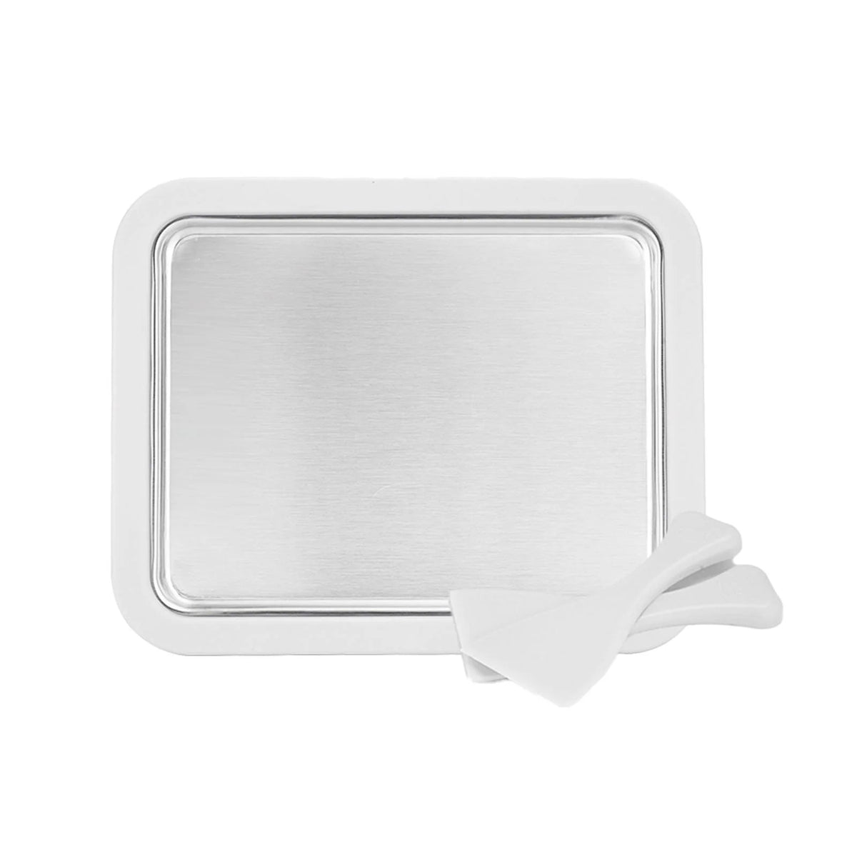 White Ice Cream Maker Roller Pan with 2 Scrapers Z933