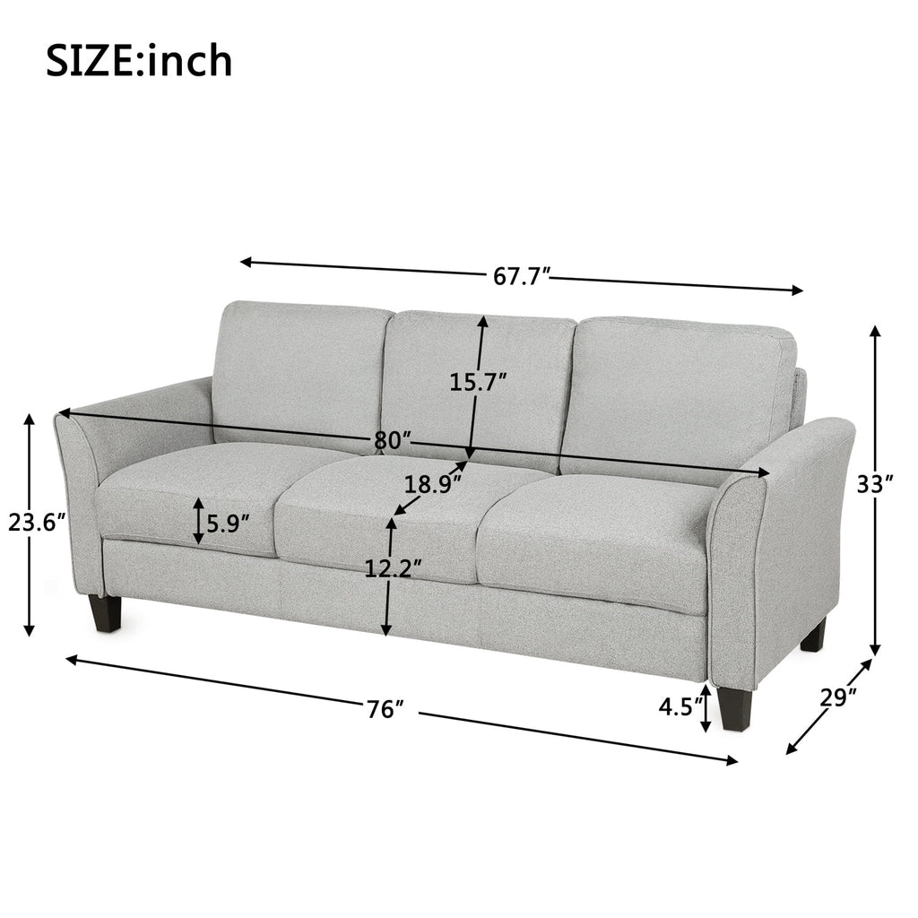 Light Gray 3-Seat Linen Fabric Sofa G92901
