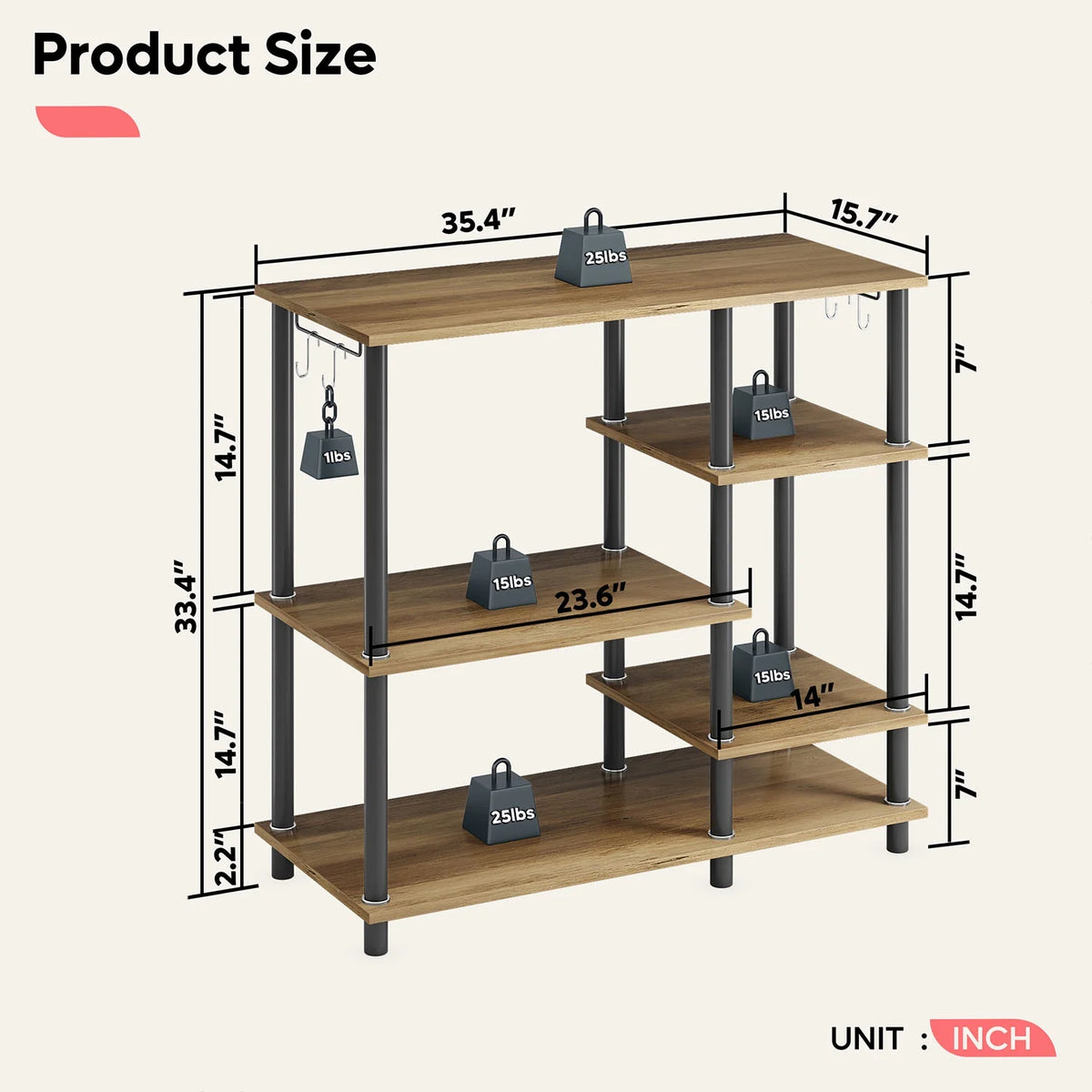 5 Tier Oak Baker's Rack B41421