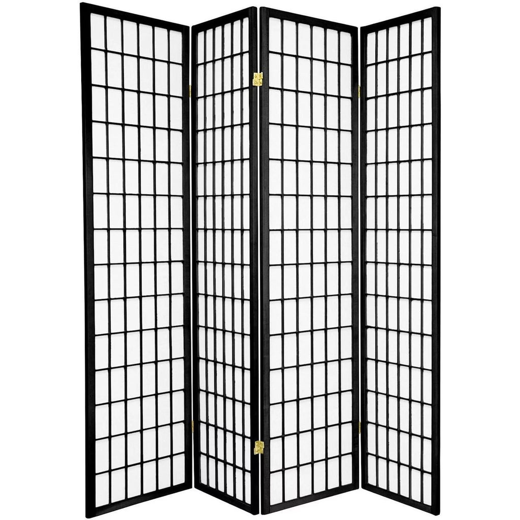 4 Panel Room Divider, 71" Tall, Black E77477