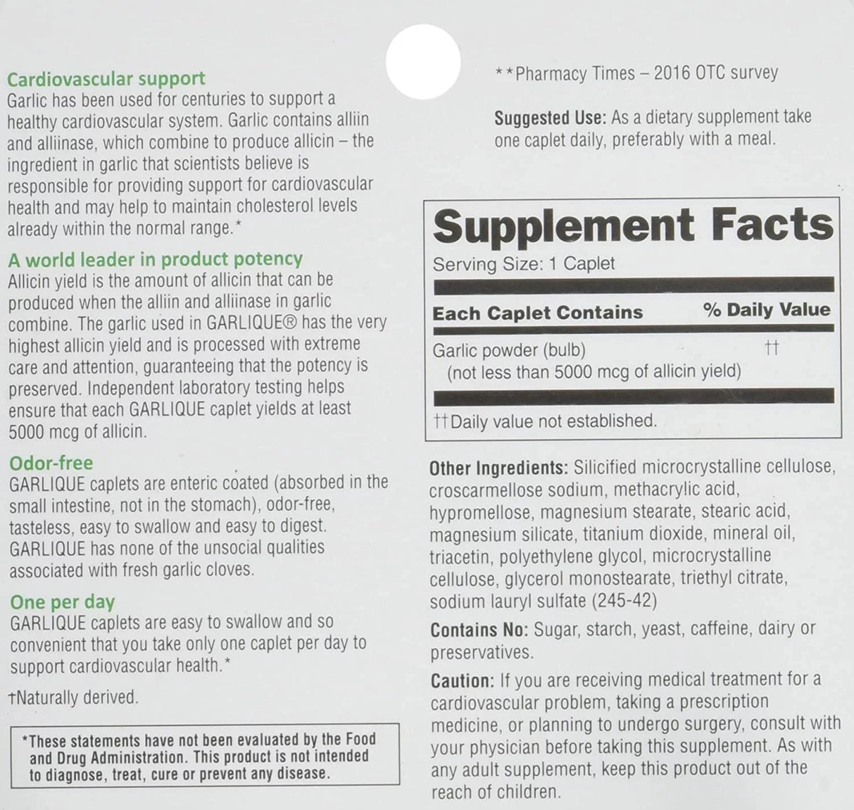 Dietary Supplement, 60 Caplets S84827