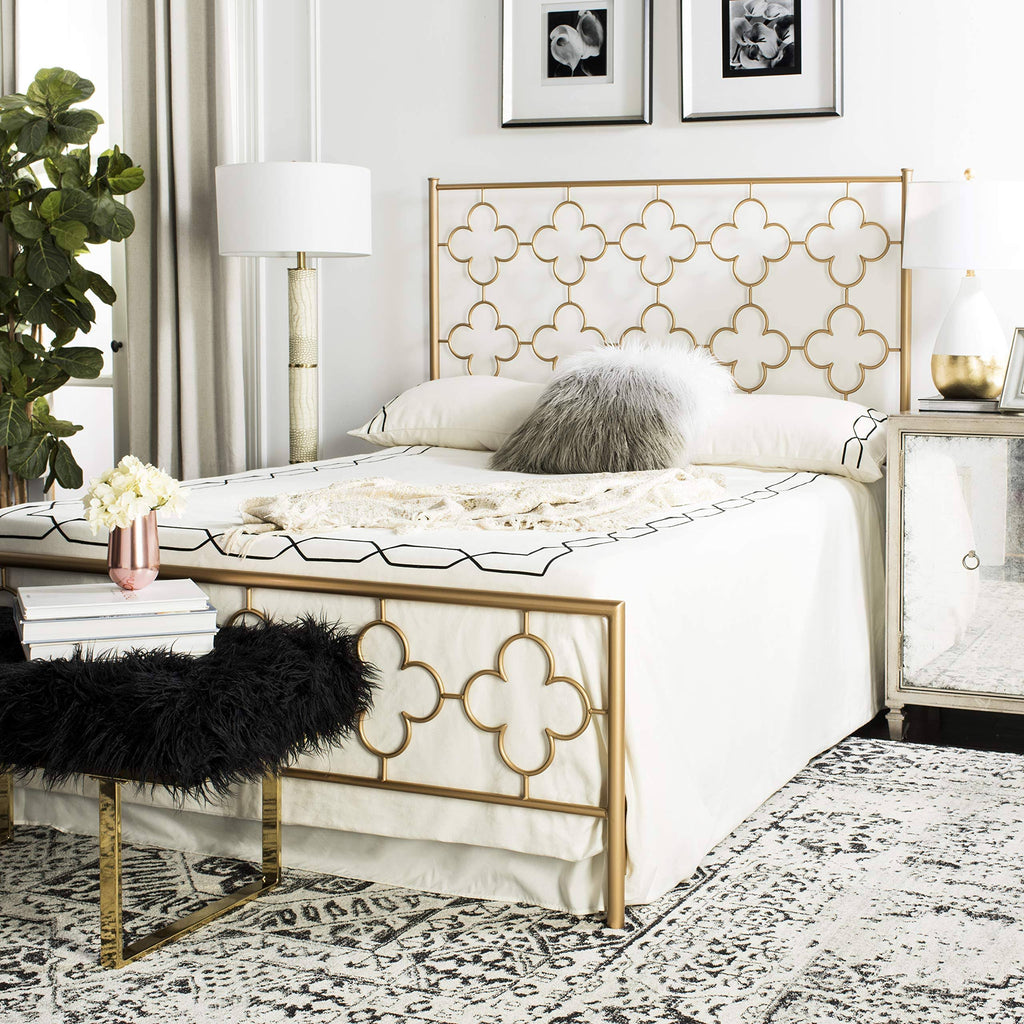 Antique Gold Lattice Metal Full Bed A251