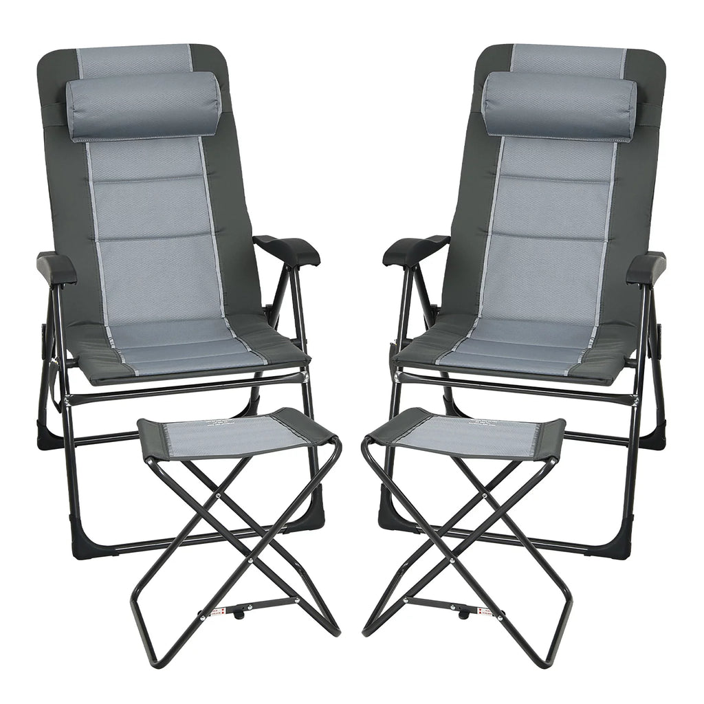 4 PCS Gray Patio Folding Chair Ottoman Set F218