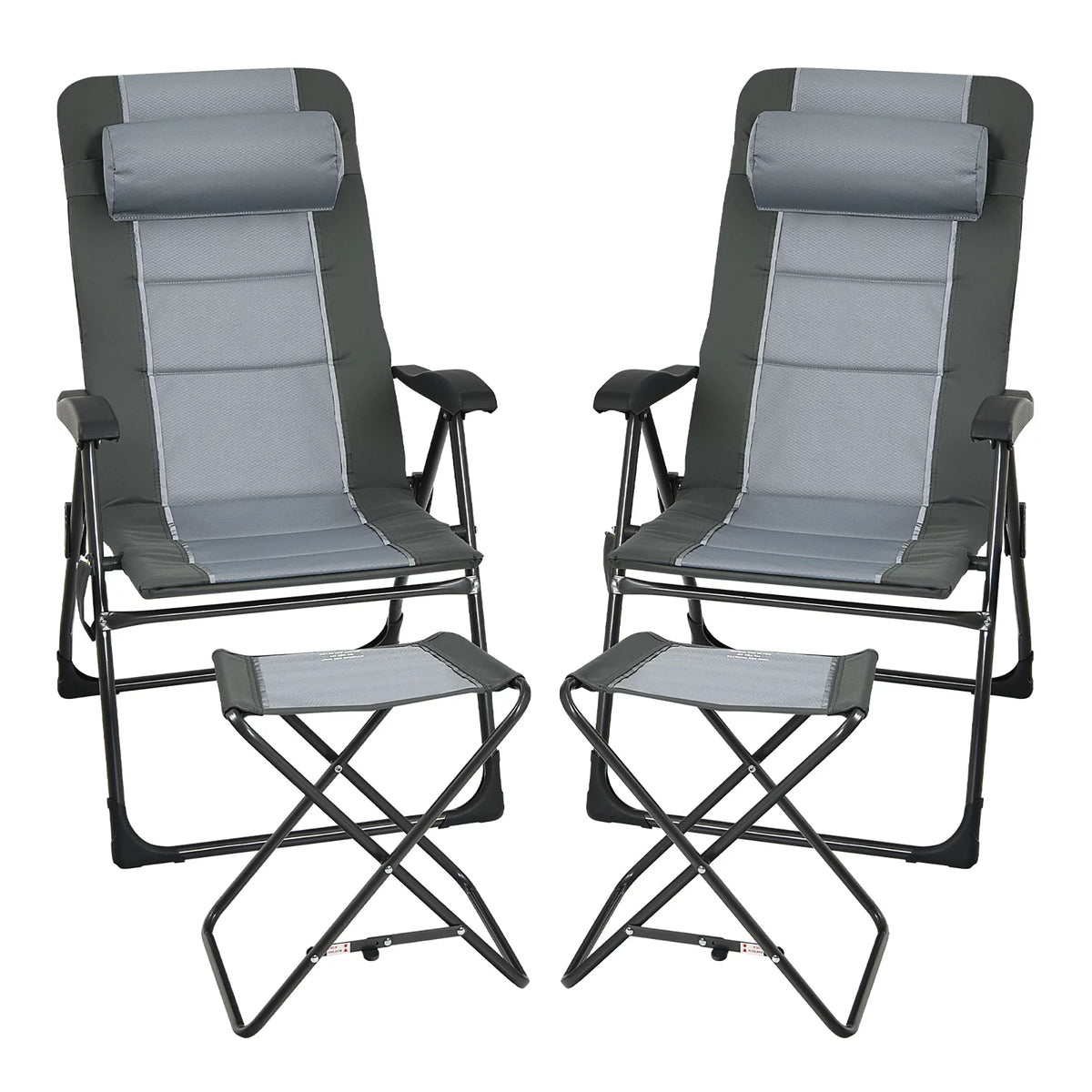 4 PCS Gray Patio Folding Chair Ottoman Set F218