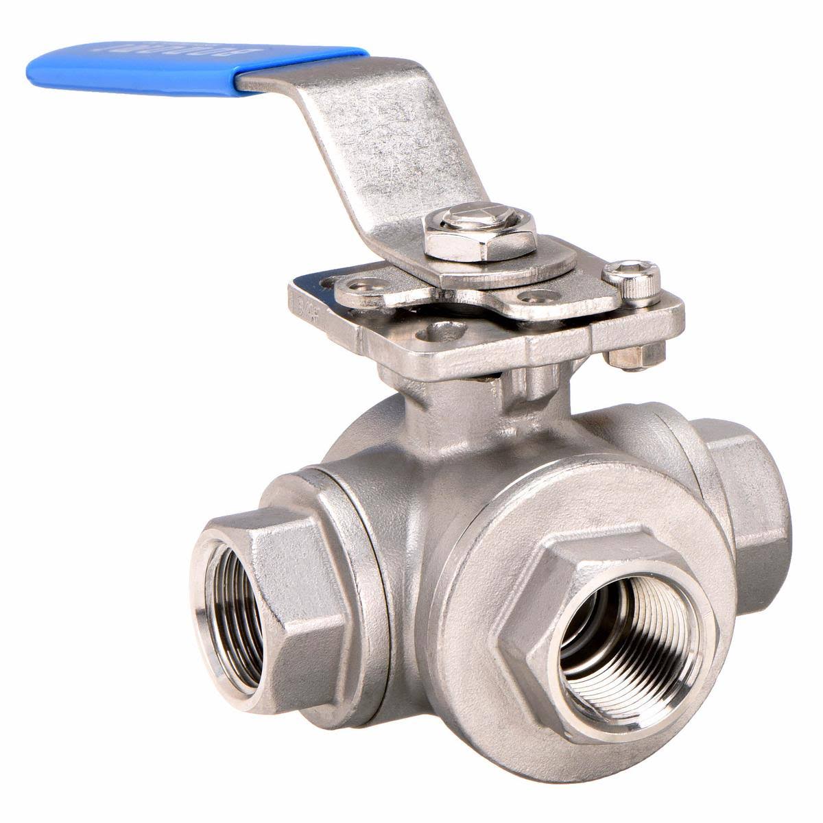 3/4 in 3-Way 3-Piece 316 Stainless Steel Ball Valve E289931