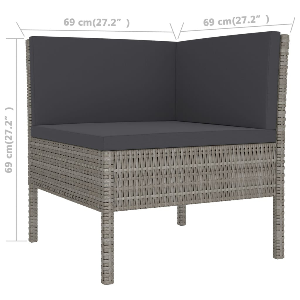 3 Piece Poly Rattan Outdoor Sectional Sofa Set with Cushions Steel Frame W660286