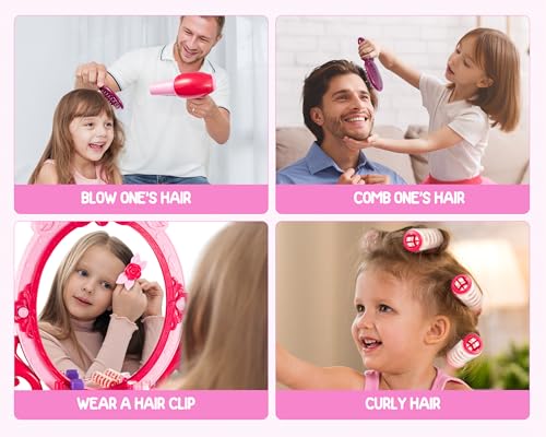 Toddler Vanity Makeup Table Toy with Mirror & Chair O156