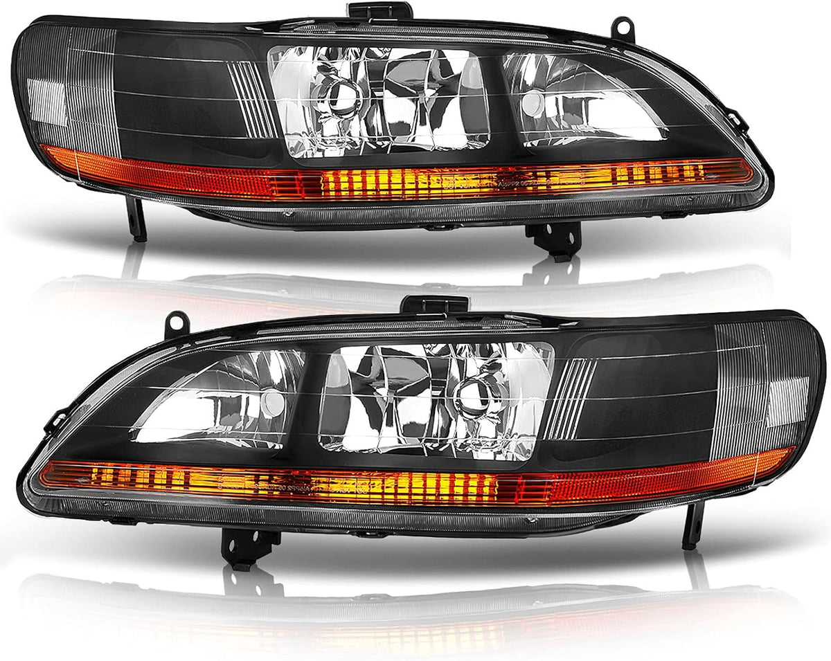 Headlight Assembly Replacement Black Housing Amber Reflector L462181