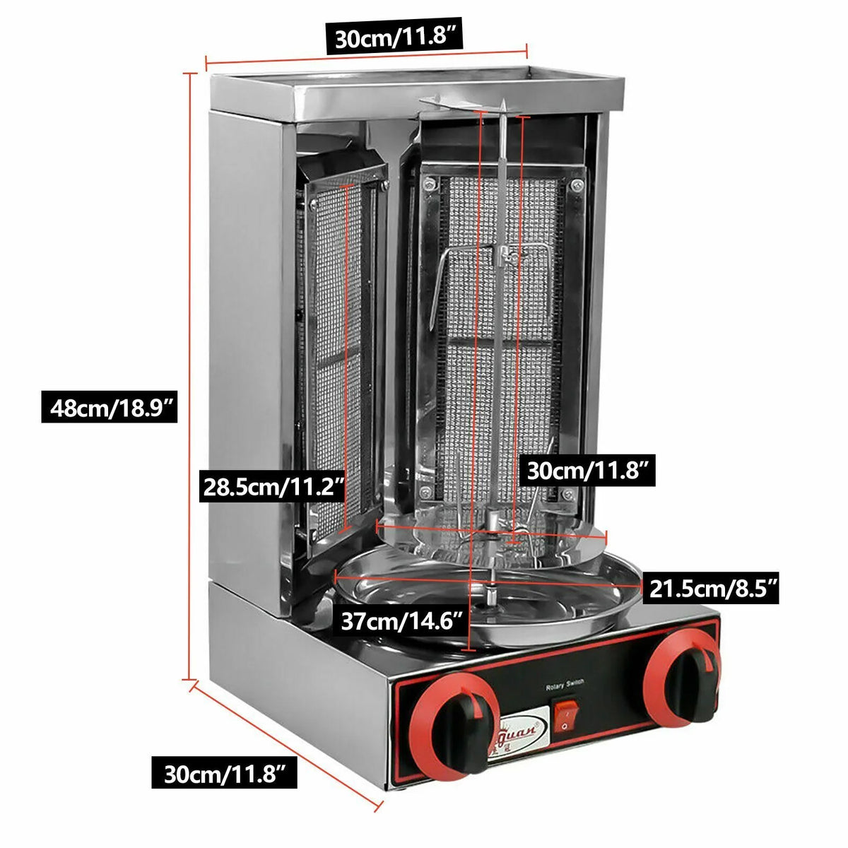 110V Gas Vertical Spinning Doner Kebab Grill Machine Broiler Shawarma Machine V4154
