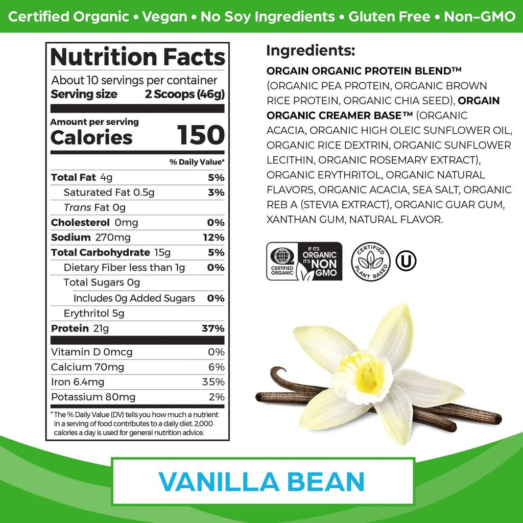Organic Vegan Vanilla Bean Protein Powder P7173