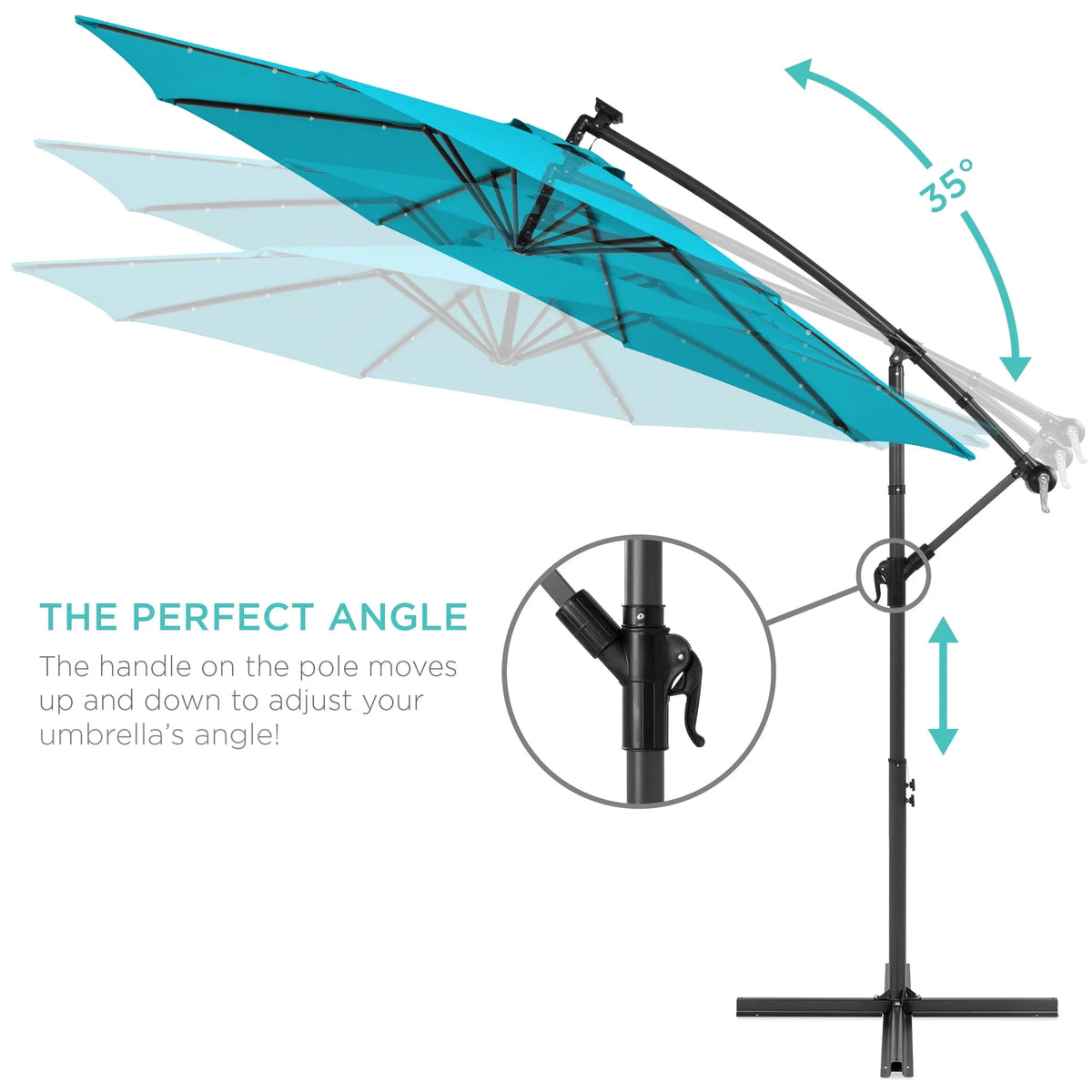 10ft Solar LED Offset Hanging Patio Umbrella K6308