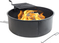 36 Inch Heavy Duty Steel Wood Burning Fire Pit with Cooking Grate and Fire Poker D684