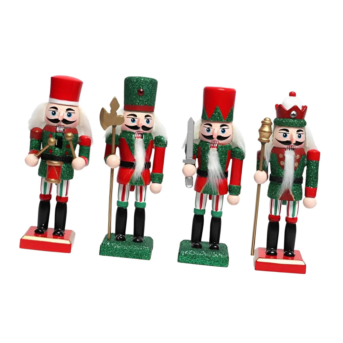 18cm 4 Pieces Wooden Nutcracker Soldier Table Decoration D301