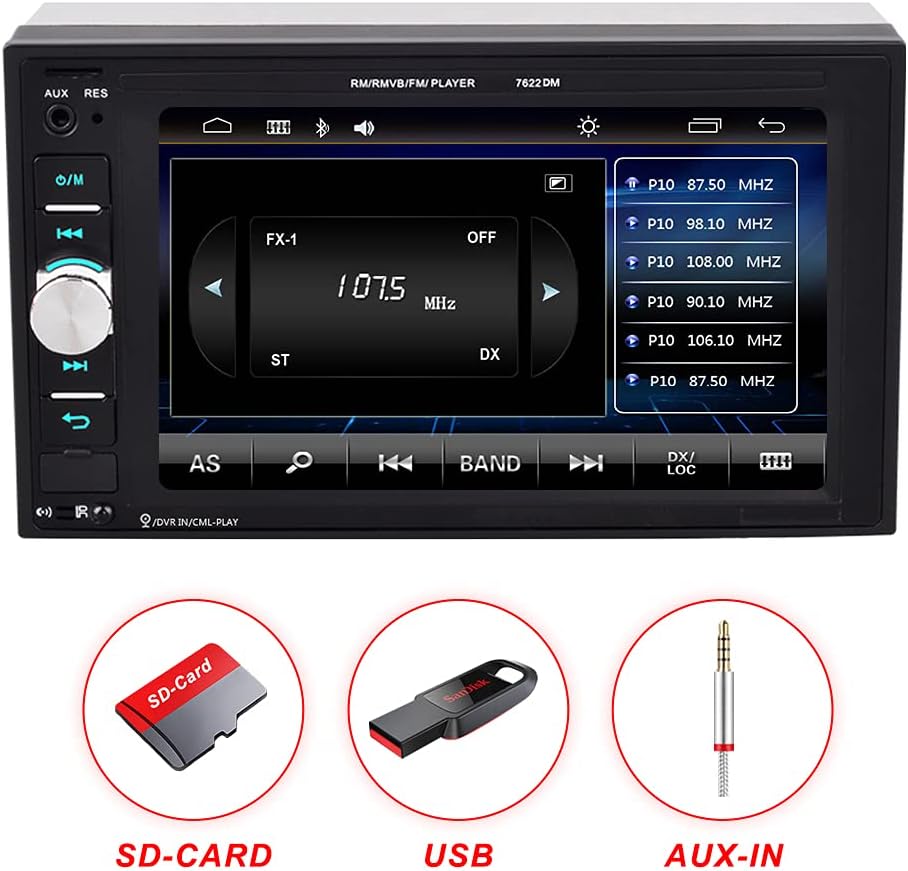 6.2" HD Touch Screen Double Din Car Stereo with Bluetooth U156