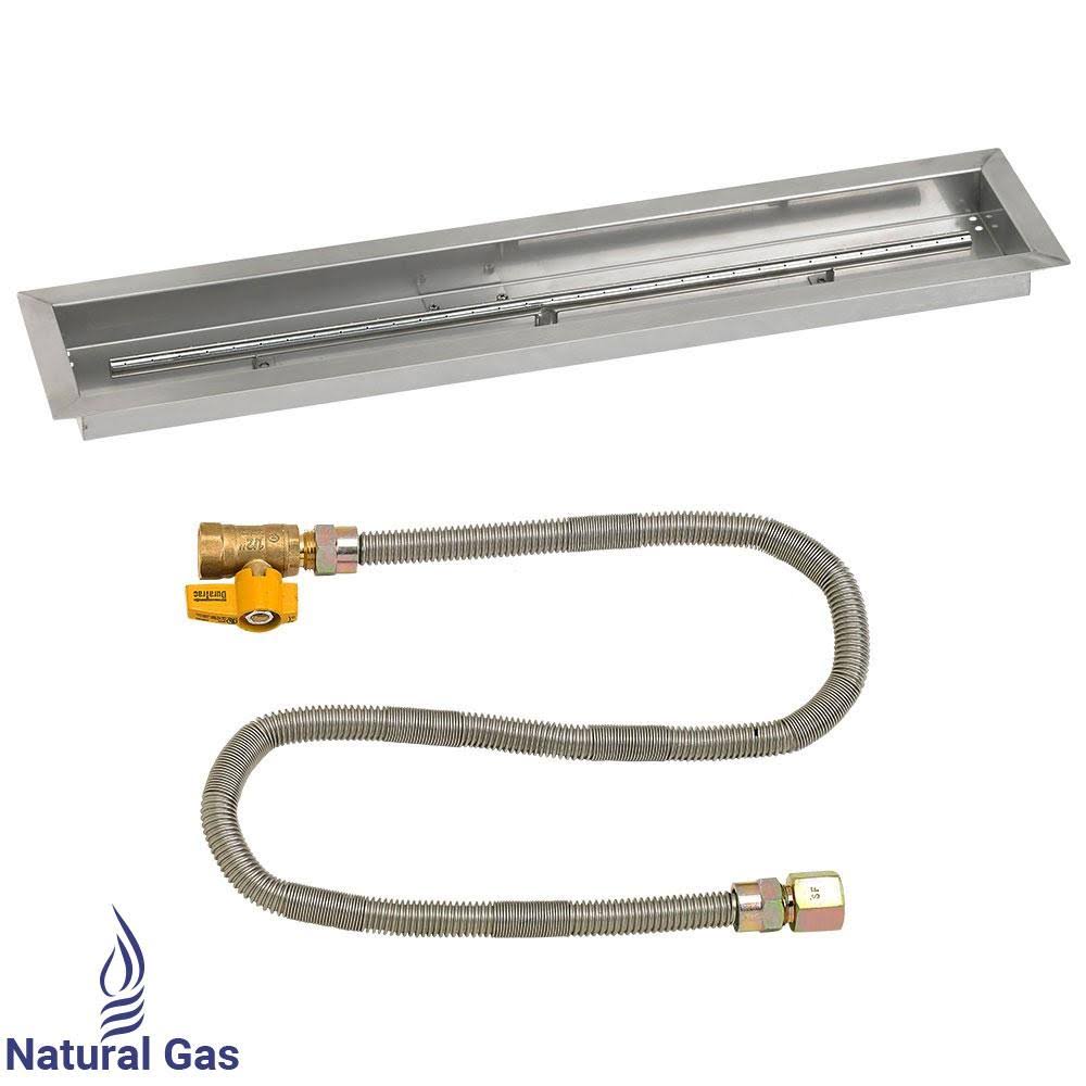 48x22 Linear Stainless Steel Drop-in Fire Pit Pan with Spark Ignition Kit X396