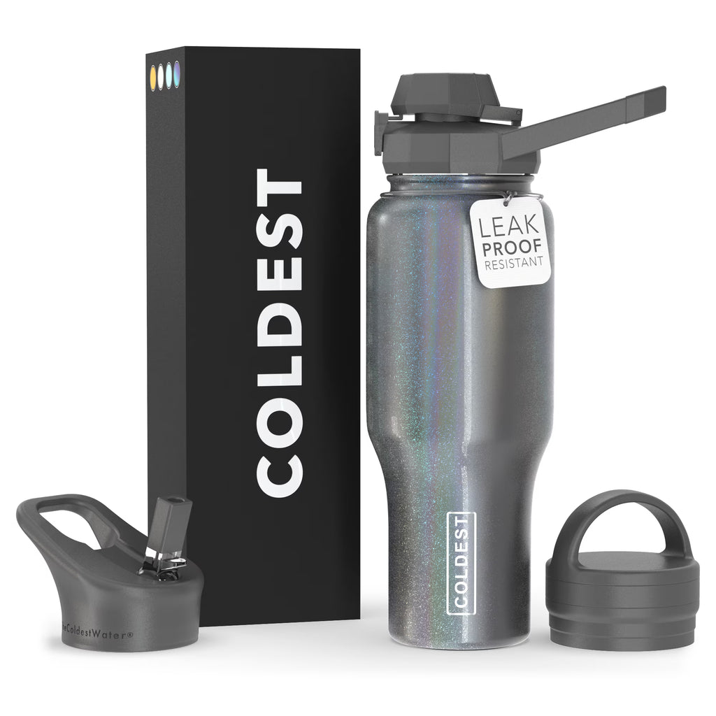 36 oz Insulated Metal Water Bottle with 3 Lids A331