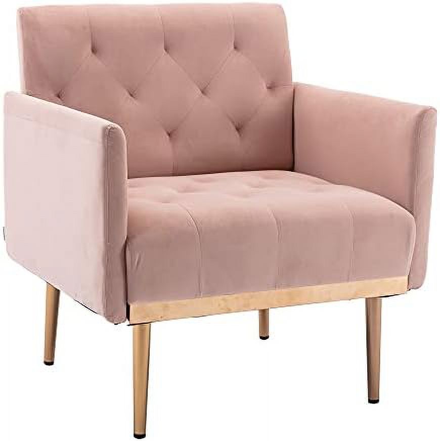 Pink Velvet Single Sofa with Rose Golden Metal Legs Y8876