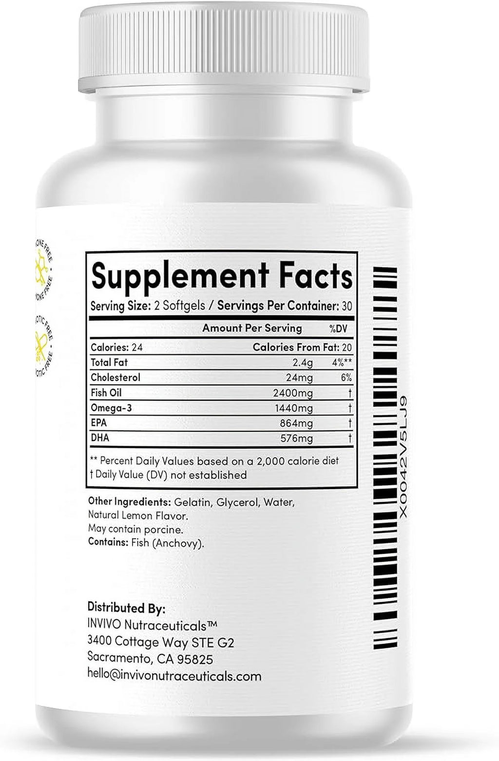 Omega 3 Fish Oil Supplements 60 Soft gels 2400 mg G312