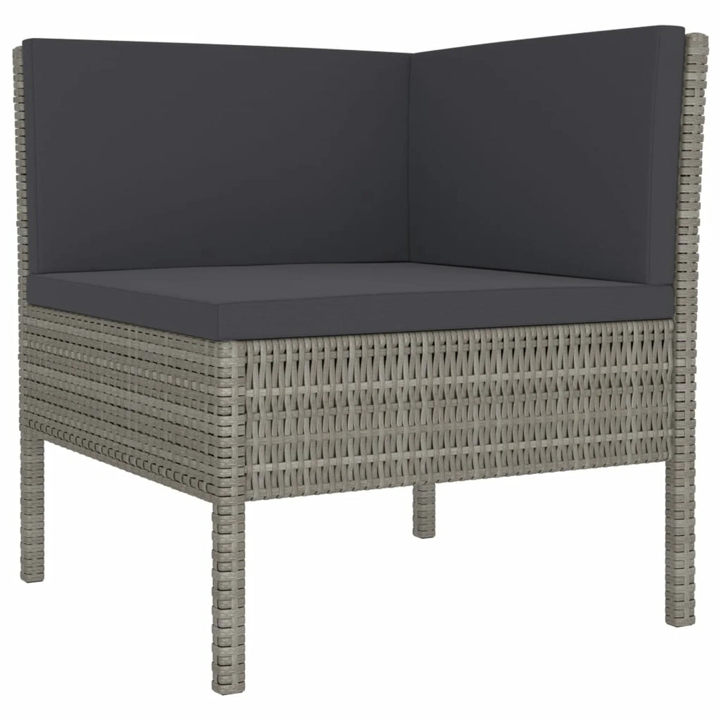 3 Piece Poly Rattan Outdoor Sectional Sofa Set with Cushions Steel Frame W660286