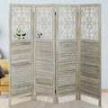 4 Panels Wood Carved Room Divider H3853