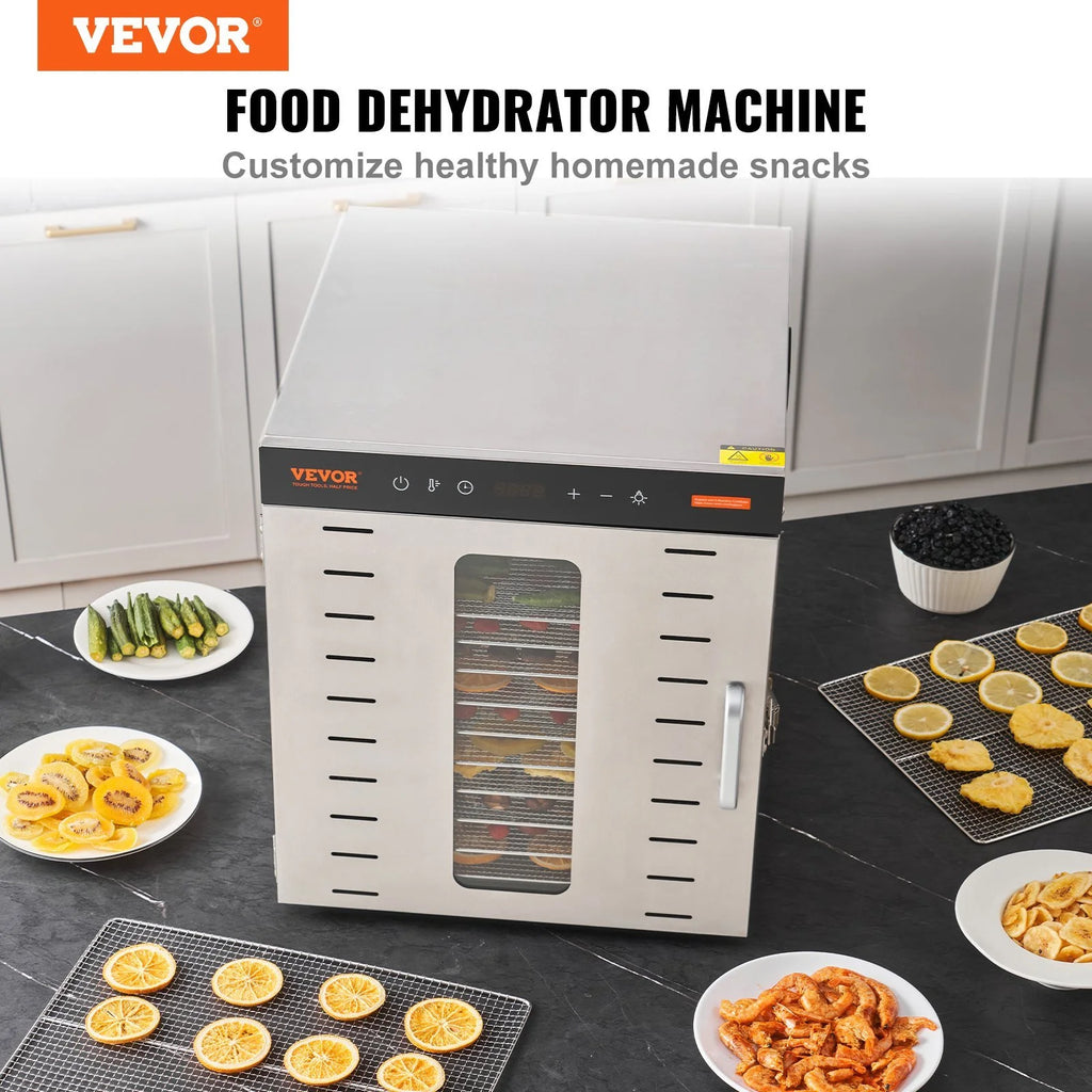 Food Dehydrator Machine, 10 Stainless Steel Trays, 1000W Electric Food Dryer F821788