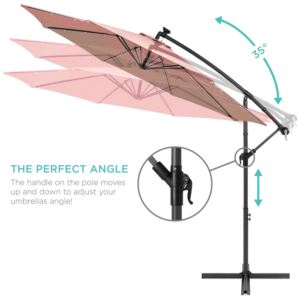 10ft Solar LED Offset Hanging Patio Umbrella K6308