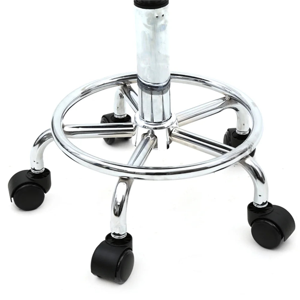 White Adjustable Swivel Bar Stool with Wheels L739