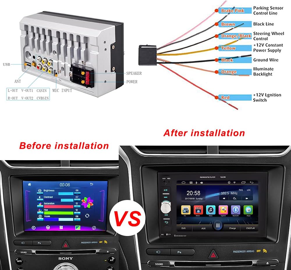 6.2" HD Touch Screen Double Din Car Stereo with Bluetooth U156