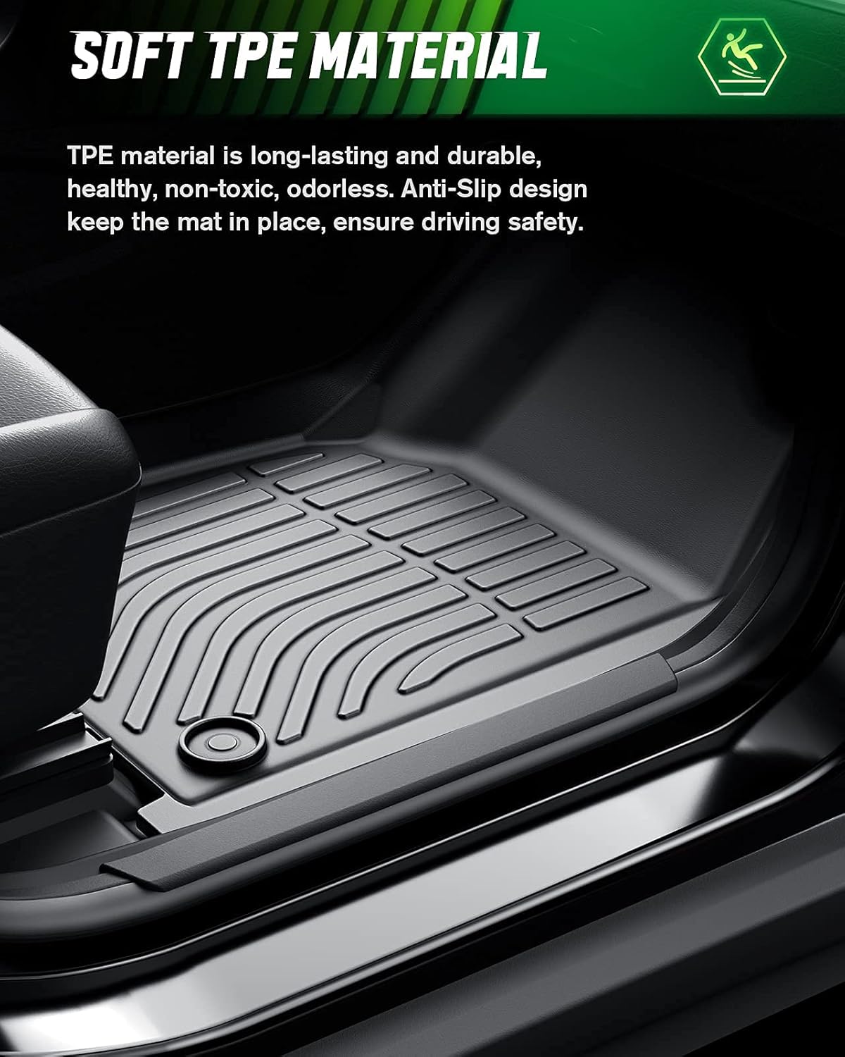 Black TPE All Weather Car Floor Mats Full Set X8166