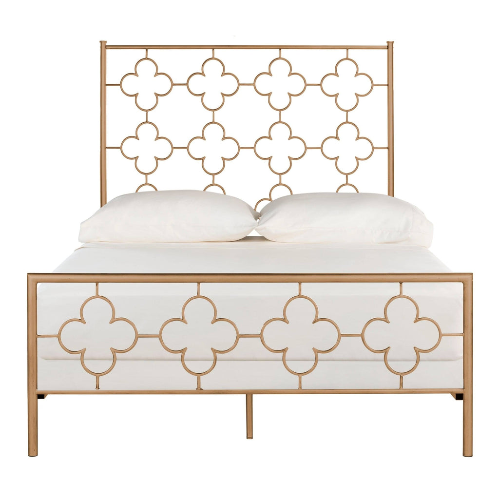 Antique Gold Lattice Metal Full Bed A251