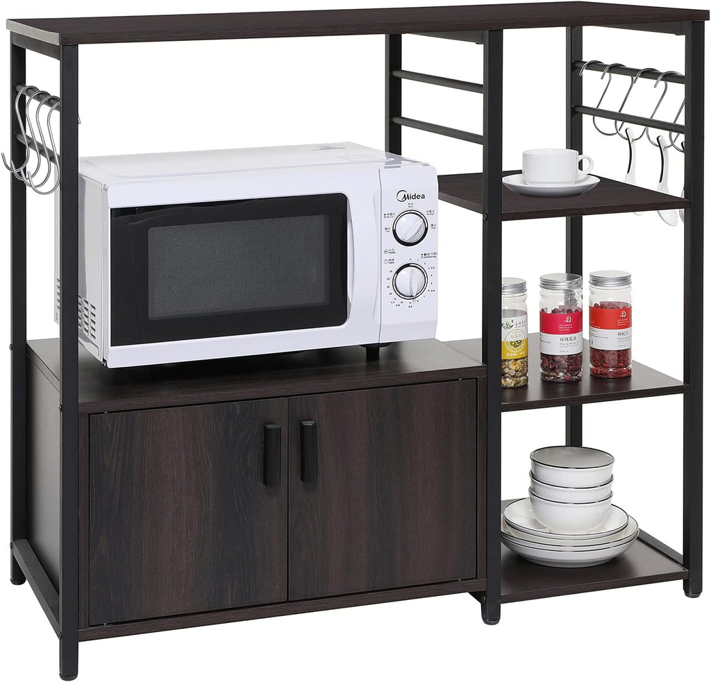 Rustic Brown 4 Tier Baker's Rack with Cabinet S724