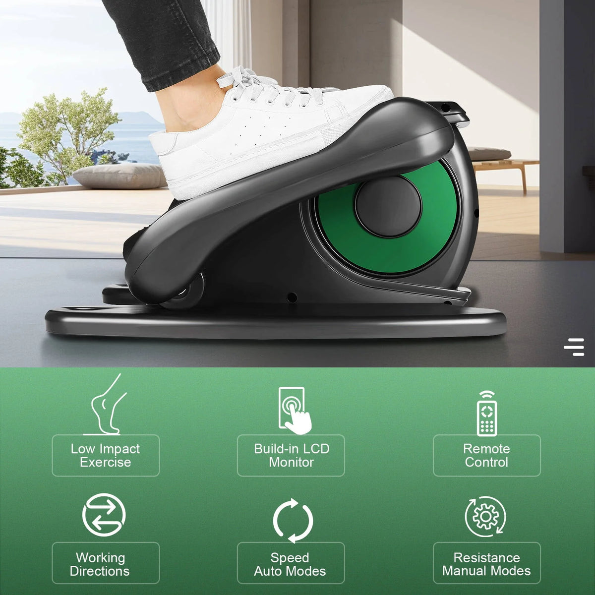 Under Desk Elliptical Pedal Exerciser with Remote & Data Monitor R806