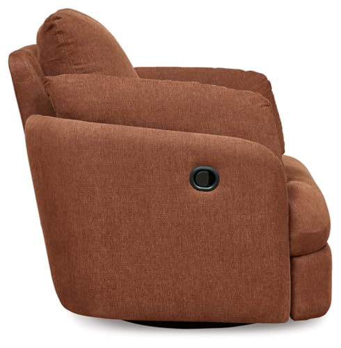 Orange Swivel Glider Rocker Recliner with 2 Bolster Pillows L649854