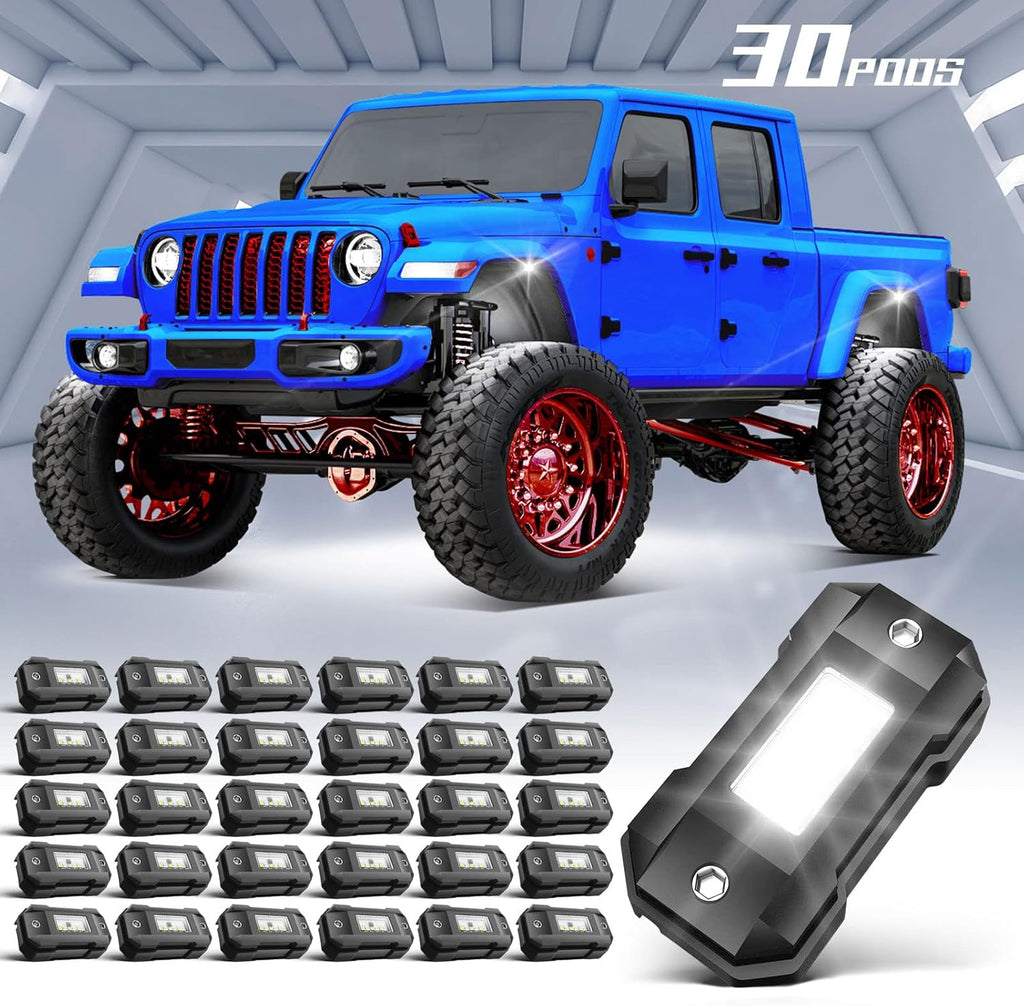 White 16 Pod Waterproof LED Rock Lights for Car Truck SUV Offroad Boat ATV UTV W171