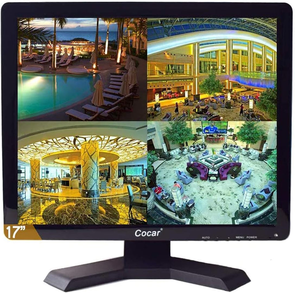 17 inch CCTV Security Monitor with BNC VGA HDMI AV Built-in Speaker 4:3 HD Display LCD Screen with USB Media Player X47601