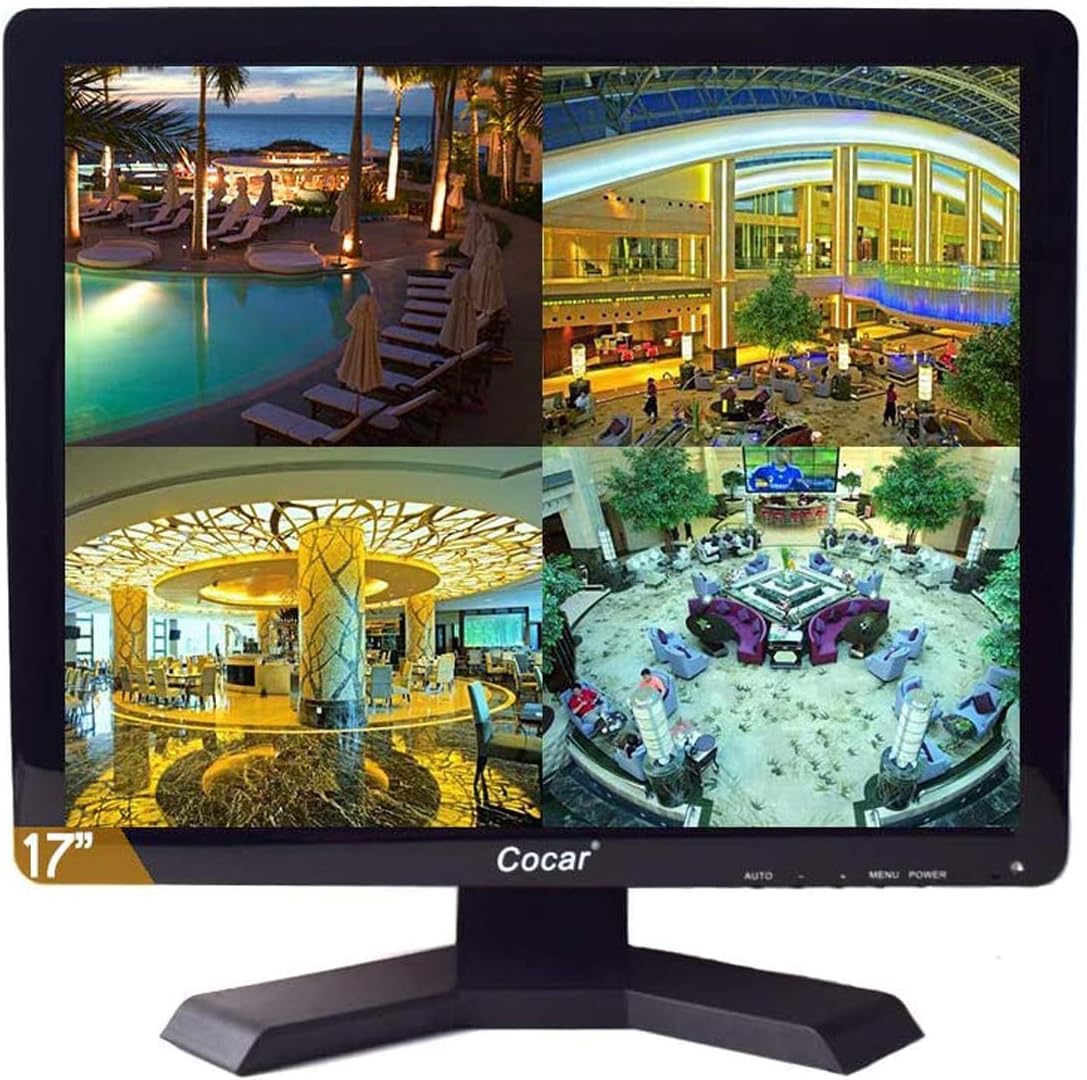 17 inch CCTV Security Monitor with BNC VGA HDMI AV Built-in Speaker 4:3 HD Display LCD Screen with USB Media Player X47601