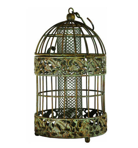 Rustic Metal Squirrel Proof Caged Bird Feeder P13105