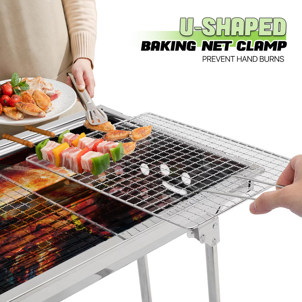 Portable Foldable Stainless Steel Charcoal Barbecue Grill M68117