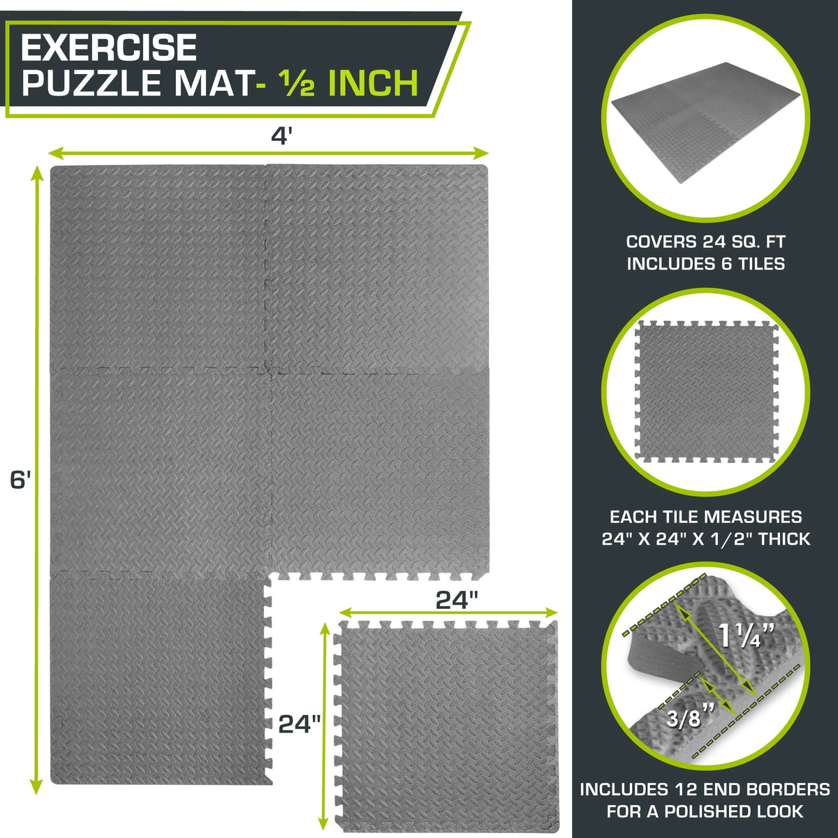 1/2 Thick EVA Foam Interlocking Exercise Mat R9471