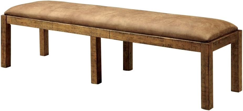 Rustic Pine Wood Padded Dining Bench M842