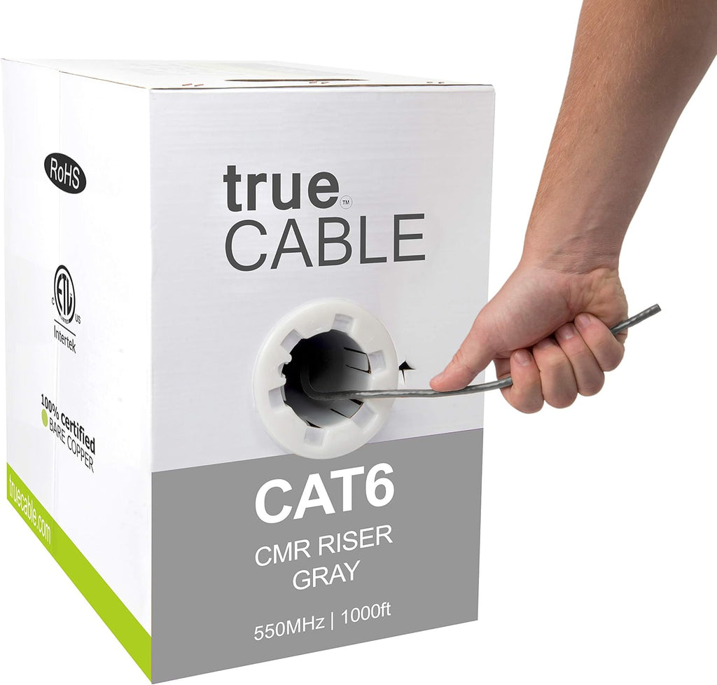 1000ft Black 23AWG 4 Pair Solid Bare Copper Bulk Ethernet Cable W450