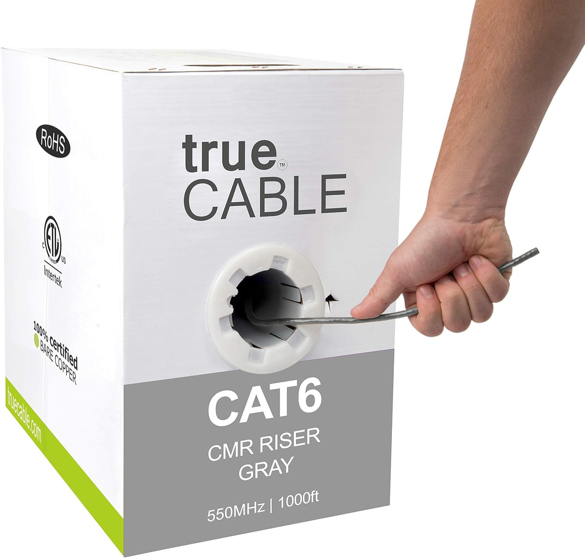 1000ft Black 23AWG 4 Pair Solid Bare Copper Bulk Ethernet Cable W450