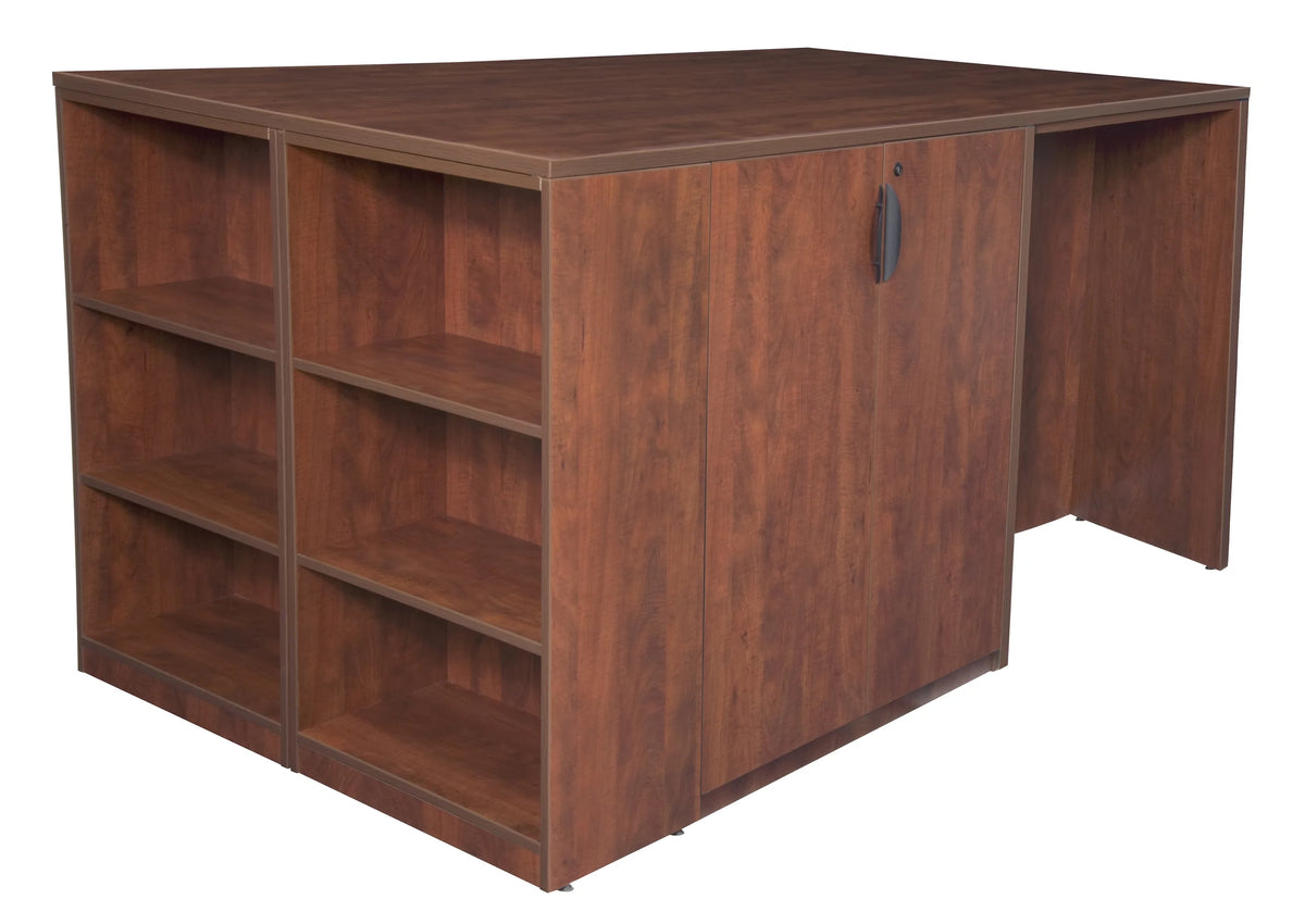 Cherry 2 Storage Cabinet 2 Desk with Bookcase F456434