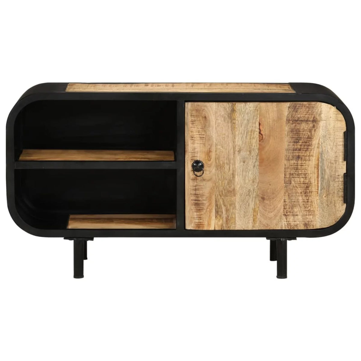 Mango Wood TV Stand with 2 Storage Shelves S9040