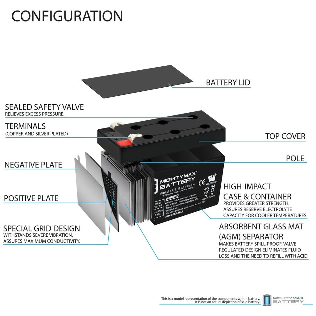 12V 1.3Ah Battery 2 Pack H6708