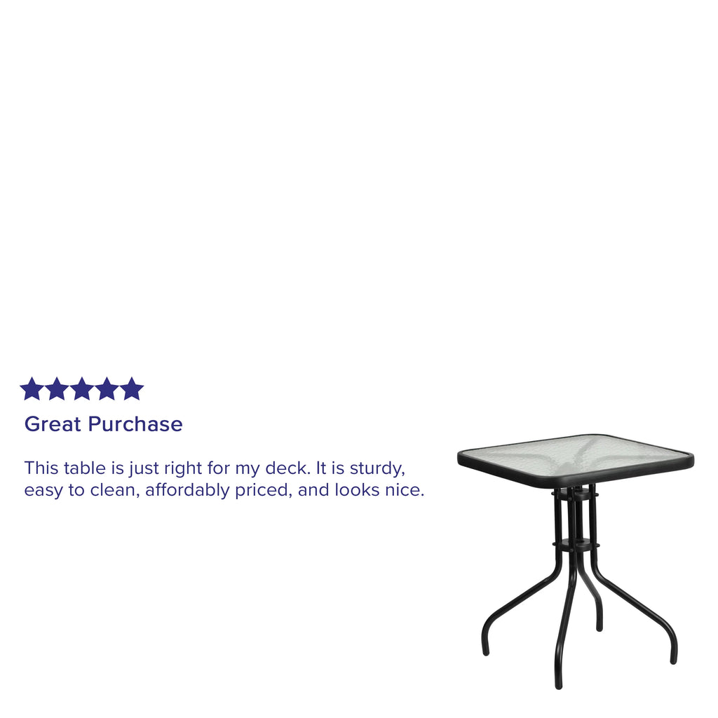 23.5" Square Tempered Glass Metal Table V637348